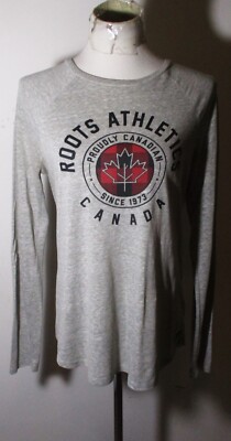 ROOTS Gray Long Sleeve T-Shirt Top Size M