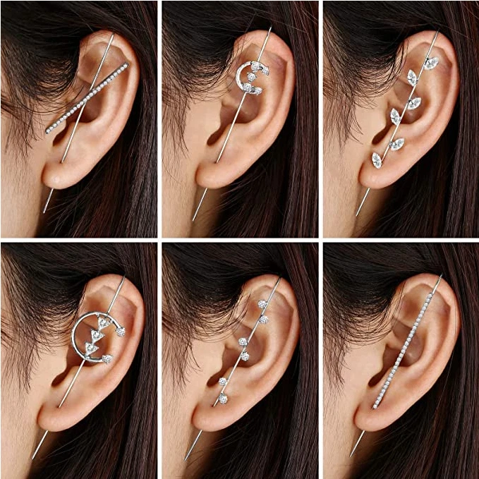 Ear Cuff Ohrklemmen Ohrmanschetten Ohrstecker Ohrwickel Haken Ohrnadel 6er SET - Bild 3 von 4