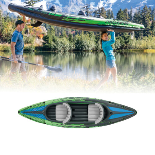 Intex Challenger K2 Kayak 2-Person Inflatable Set with Oars and Hand Pump Green