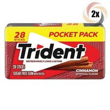 2x Packs Trident Pocket Pack Cinnamon Flavor Chewing Gum, 28 Sticks Per Pack