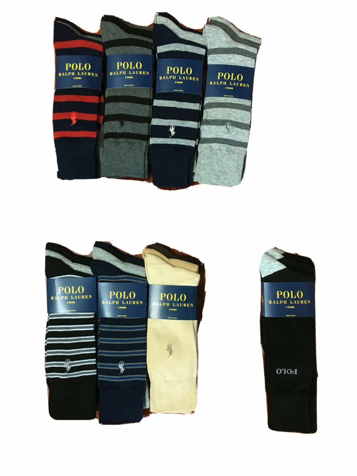 PONY Polo uomo RALPH LAUREN 3 pak Calzini casual scarpe taglia 6 12 5 calzini taglia 10 13