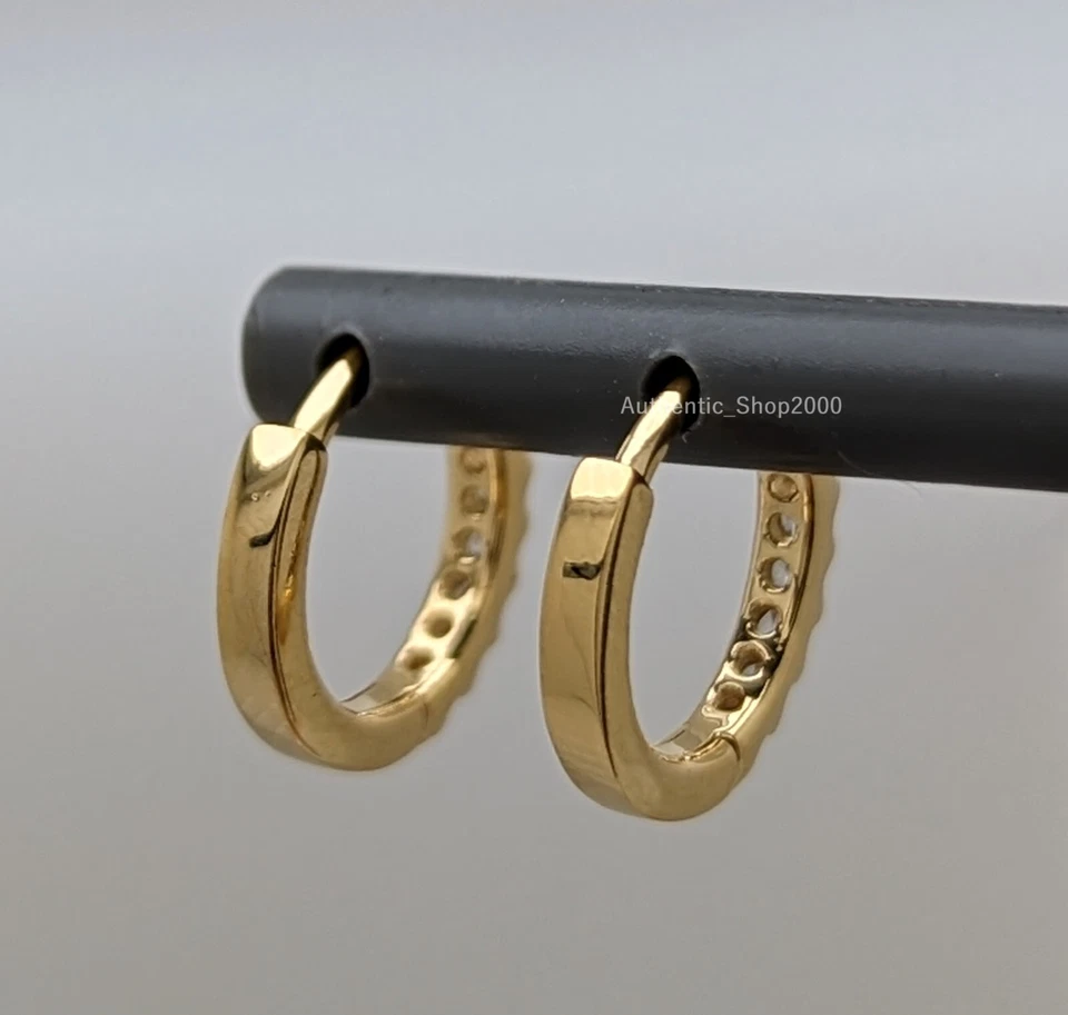 NUEVO 100% Auténtico PANDORA 14K Oro Pla Brillante Huggie Aro Pendientes 263015C01 Foto 4 de 4