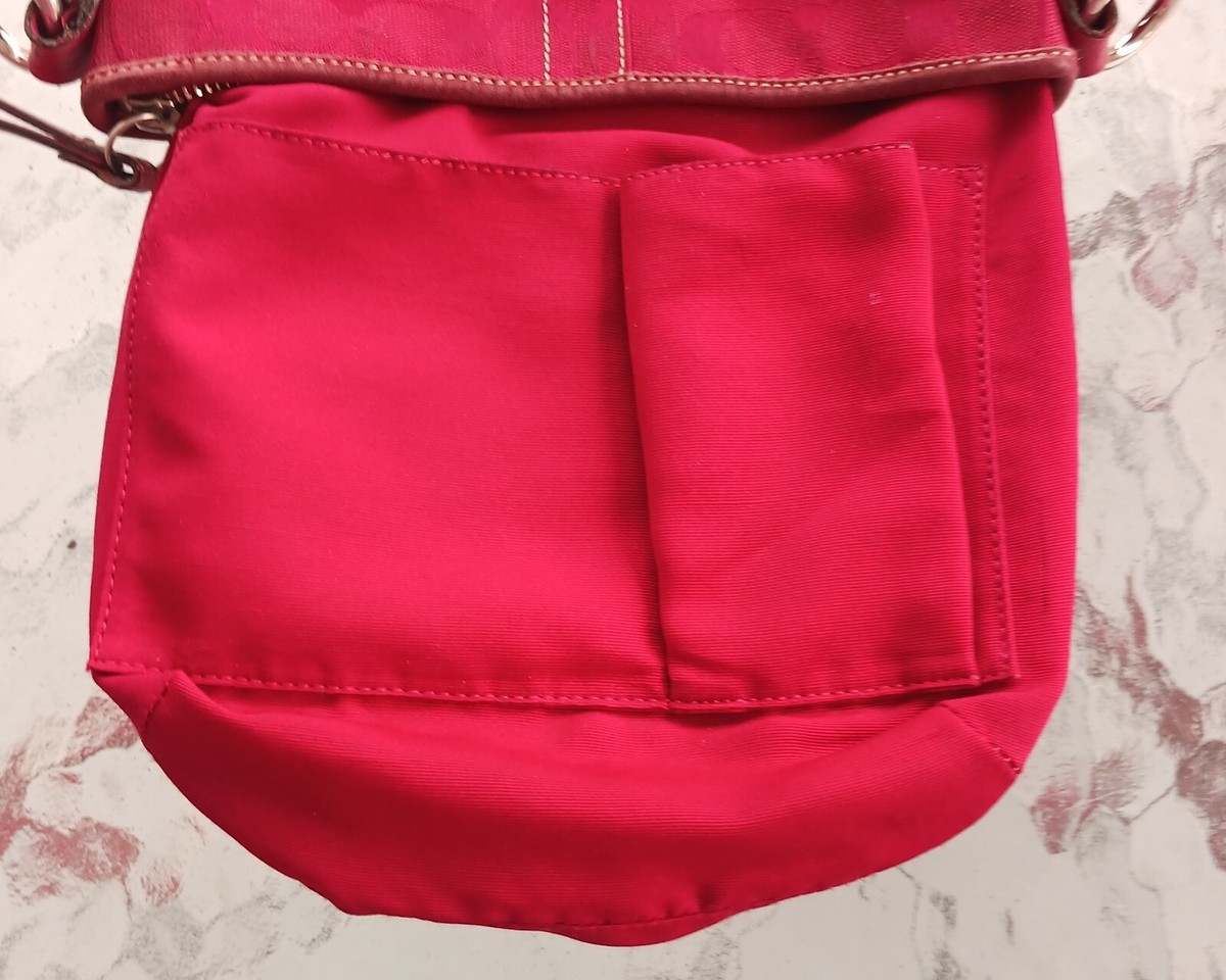Coach 5088 Vintage Soho Red Signature C Canvas & Suede Bag