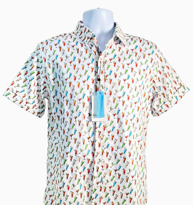 Robert Graham CIN CIN Tropical Drinks SMALL Tailored Fit Short Sleeve NWT $168