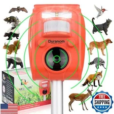 DURANOM Solar Ultrasonic Animal Cat Deer Repeller Outdoor Motion Sensor Activ
