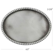 PLAIN Belt Buckle Silver Gray Finish ROPE Design Western Metal Oval Engraving