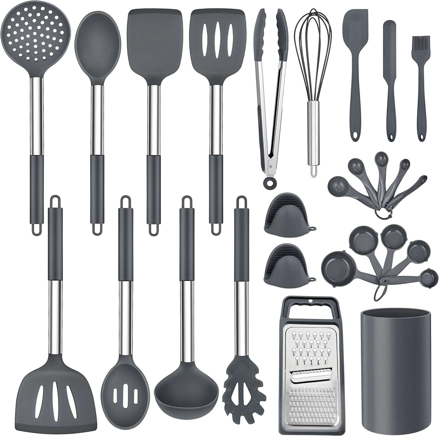 27 PCS Cooking Kitchen Utensils Set with Holder, Silicone Kitchen Utensils Spatu