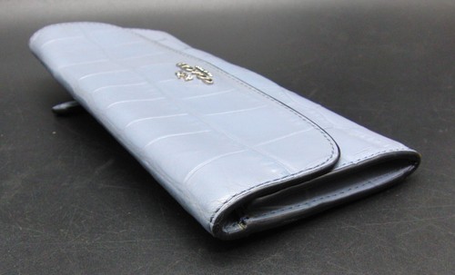 Coach Blue Croc Leather Wallet Purse with 8 Card Holders and Coin Pocket - Picture 3 of 9