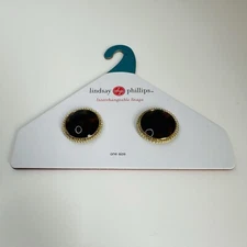 Lindsay Phillips Black Gold Round Shoe Charm Snaps NWT