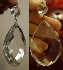 1 vintage Czech French CUT 2.5" bottom Crystal Glass Prism Lamp Chandelier Part