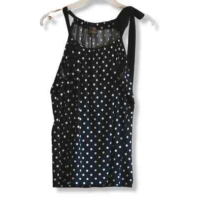Black & White Polka Dot Side Tie Tank Top - S
