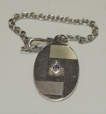 VTG CCC Sterling Silver Masonic charm pendant w chain 32x20mm 8.7g