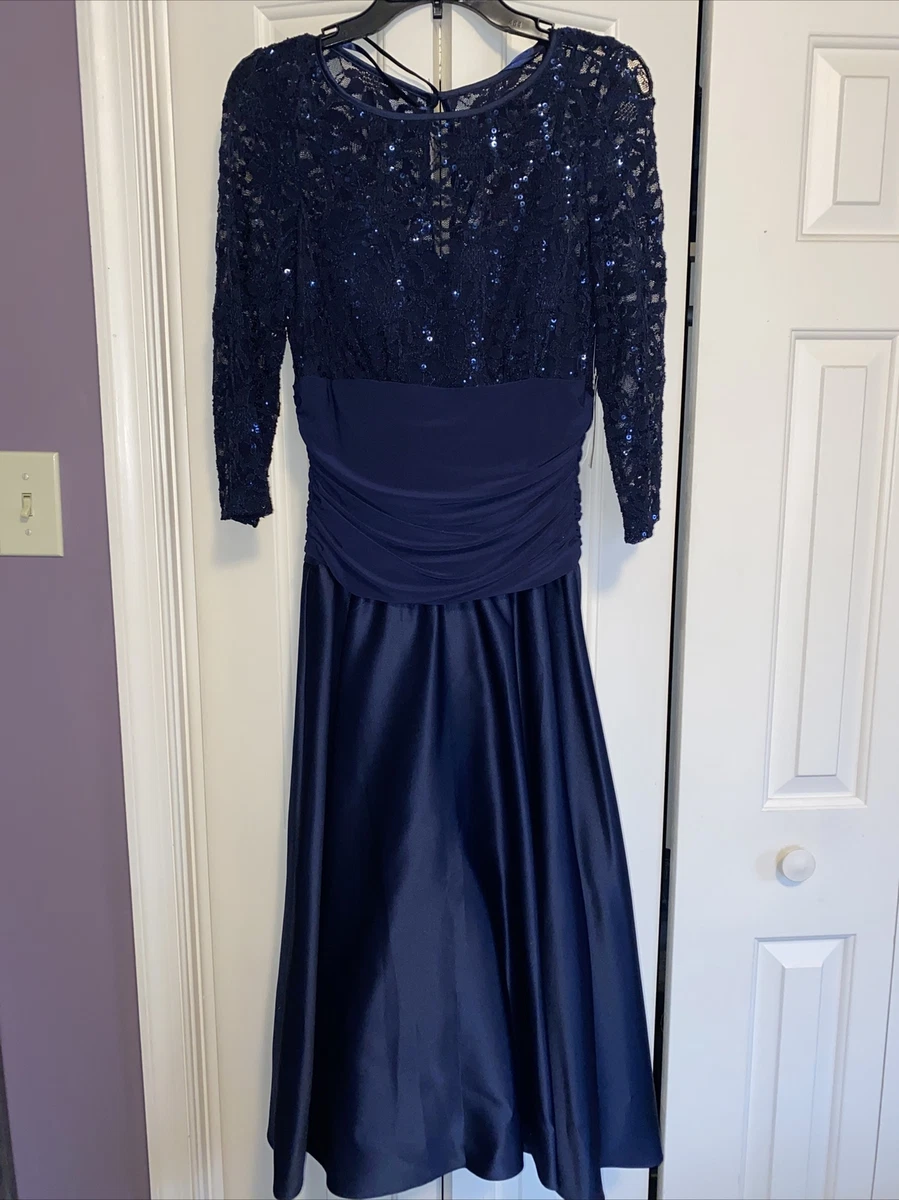 Jessica Howard Size 6 Or 8 Formal Navy Blue Dress Sequins NEW Mother of  Bride