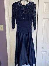 Jessica Howard Size 6 Or 8 Formal Navy Blue Dress Sequins NEW Mother of Bride