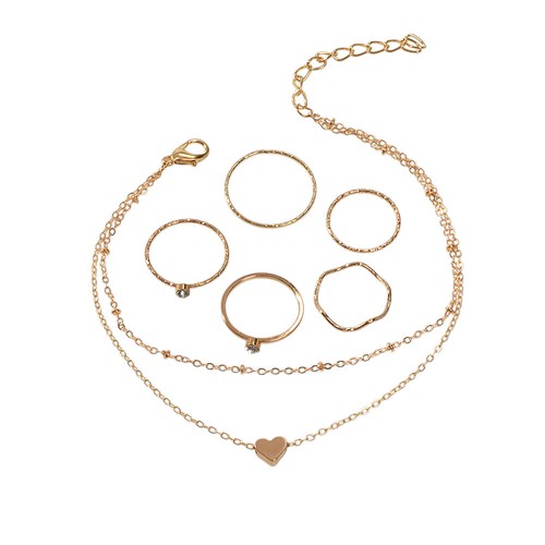 Womens Layered Chain Heart Anklet Foot Chain Beach Ankle Jewellery Bracelet Gift - Picture 17 of 23