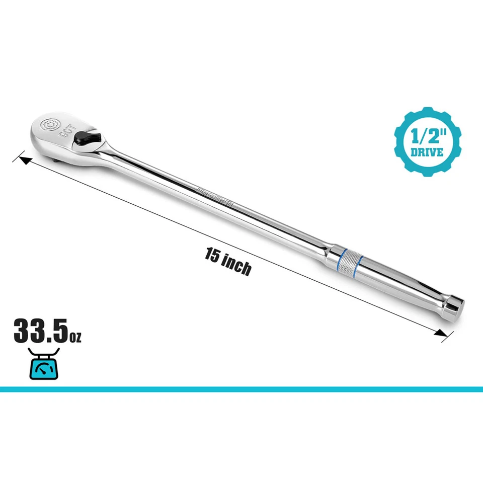 DURATECH 1/2" Drive Ratchet Handle 90-Tooth Ratchet Wrench 15" Extra Long Handle - Image 2 of 4