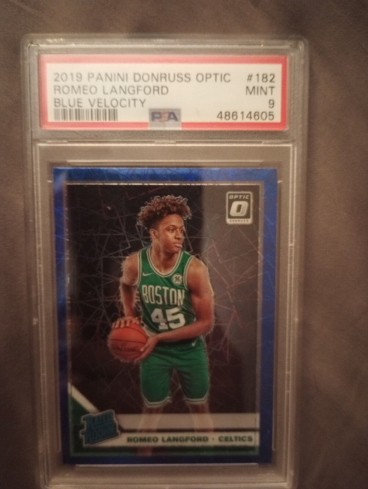 2019 panini donruss optic Romeo Langford blue velocity #182 psa 9