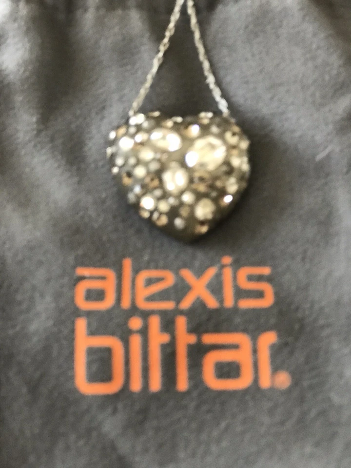 Alexis Bittar Grey Heart Pendent With Clear Stones 16 Inch Chain With 2 Inch Ext - Image 2 of 4