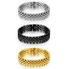 Men's Stainless Steel Watch Band Style Cuff Bangle Link Chain Bracelet Wristband