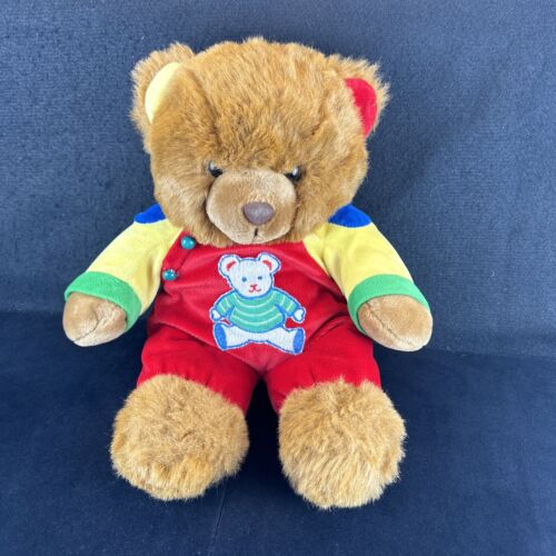 Vintage Teddy Bear Red Yellow Jumper 19" Plush Stuffed Animal Toy