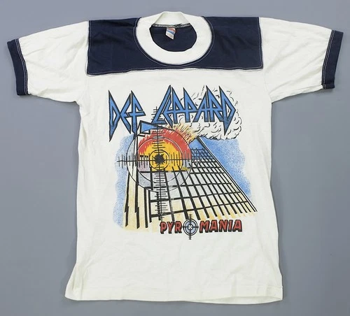 Rare COVER UPS Def Leppard Pyromania Concert Tour Ringer 1980s vintage concert t-shirt, vintage, single stitch, B+ condition