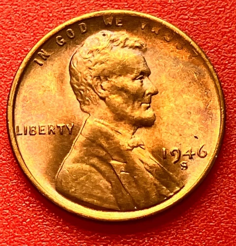 1946-S Lincoln Wheat Cent Penny GEM RED BU From an Original Bank Roll