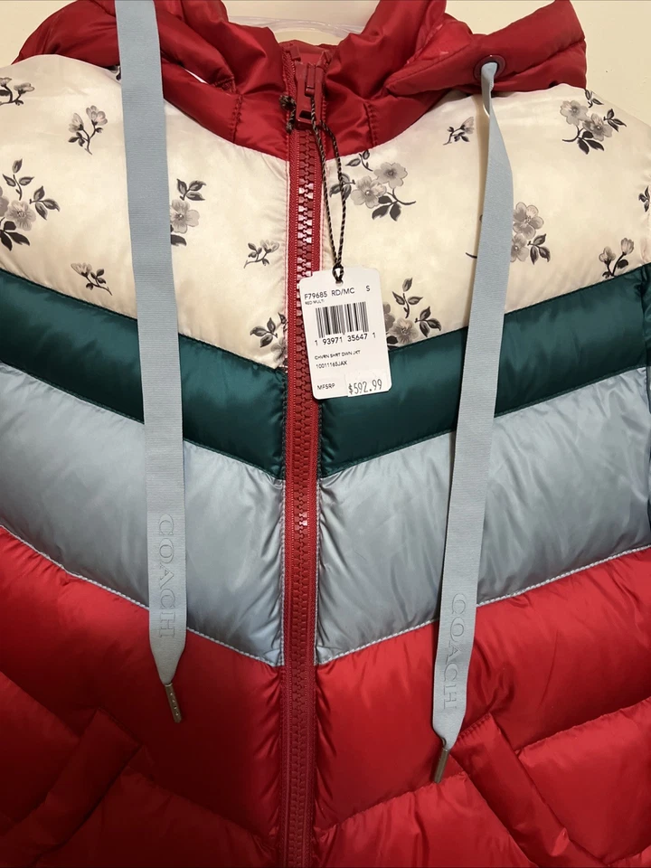 COACH CHEVRON SHORT DOWN JACKET SIZE SMALL RED MULTICOLOR - Image 2 of 4