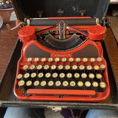 Vintage Corona Four Professional (Bergesche scharlachrot) Schreibmaschine mit Koffer