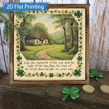 Wooden Plaque Cottage Scene Irish Blessing St. Patrick's Day Farmhouse Decor