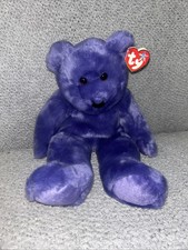 Ty 2000 Vintage Beanie Buddy EMPLOYEE BEAR Large 14" Purple Stuffed Toy Amazing