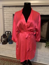 Victoria's Secret NEW Satin Robe Hot Pink Coquette Belted Kimono Size M/L