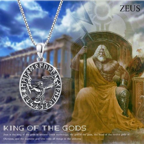 Collana Ciondolo Dio Mitologia Zeus Argento Sterling 925 Miti Greci Dio Greco... - Foto 3 di 7
