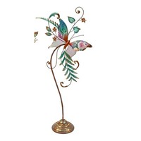 Dekofigur Schmetterling Auf Fuß H. 83Cm Bunt Gold Aus Metall Formano S26