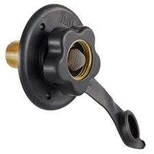 RV City Water Fill Inlet | Black | Optional Hose Elbow | Flange Brass with Ch...