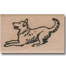 Mounted Rubber Stamp, Fun Dog Playing, Cute Animal Jump Dogs Side Pet Pup Paw sm