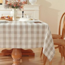 Checkered Tablecloth Rectangle Washable Buffalo Plaid Table Cloth Cotton Linen