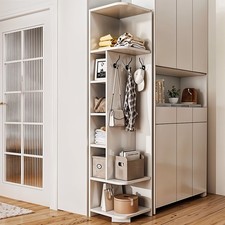 6ft Corner Cabinet with 7 Tiers Shelves & 3 Hanging Hooks Storage Living Room UK