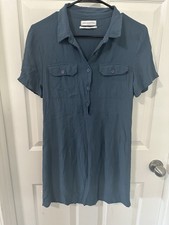 Urban Outfitters Womens Blue Collared Short Sleeve Mini Shirt Dress Size Small-P