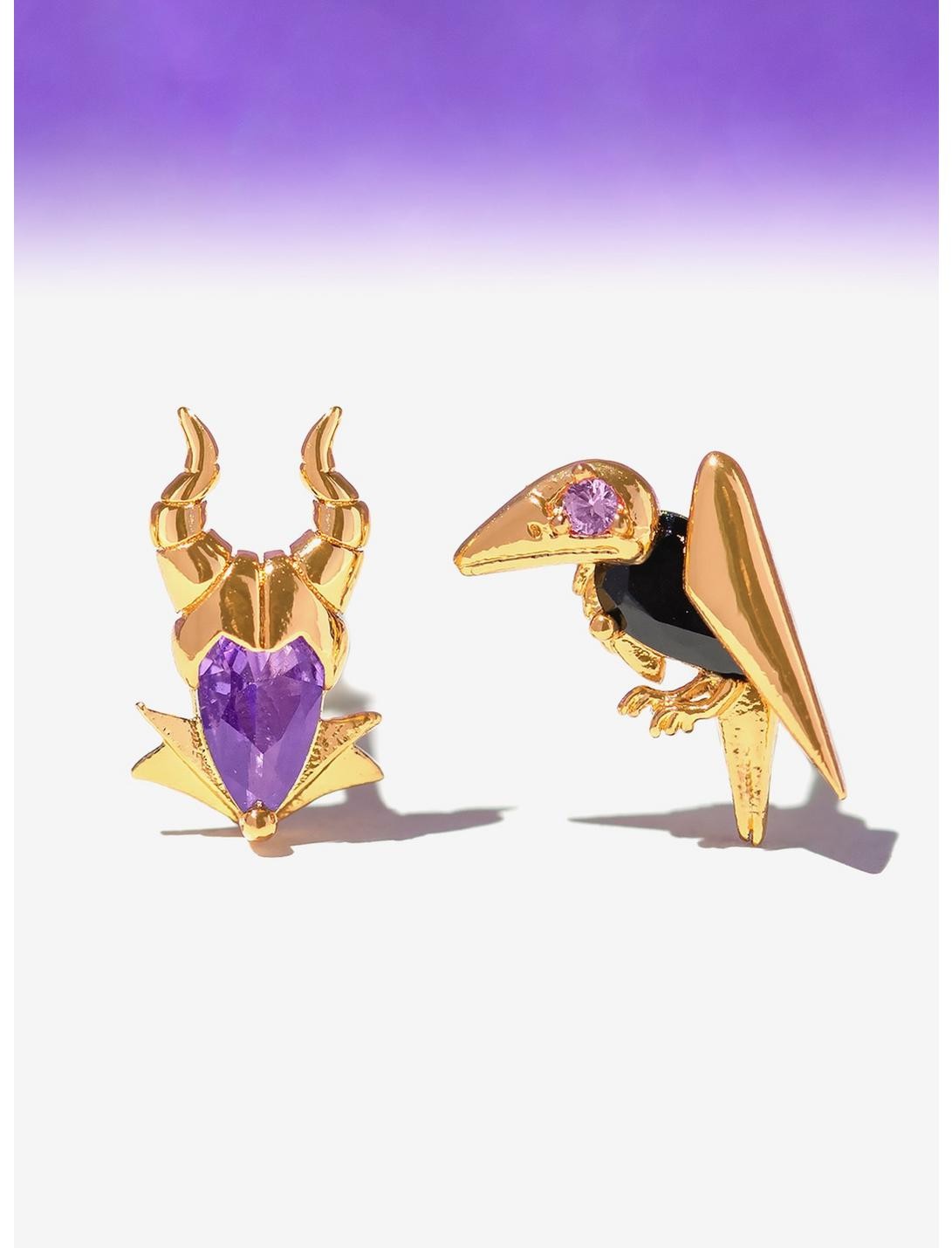 Maleficent Diablo Villain GOLD Tone 2 Stud Earrings Set - Girl's Crew Inspired