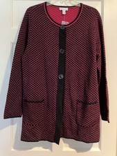 New Susan Graver L Cotton Rayon Nylon Snap 3 Button Cardigan