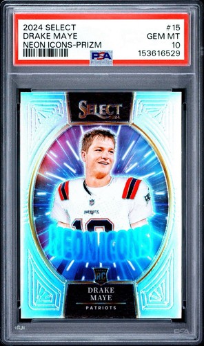 2024 Panini Select Neon Icons Drake Maye #15 Silver Prizm (RC) New England SP