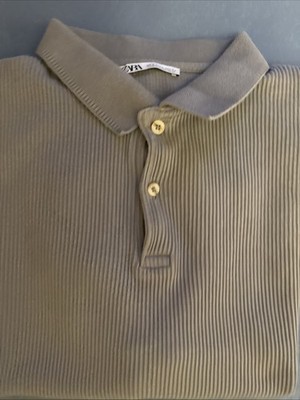 Zara Graues Polo Shirt Baumwolle Größe L Top Zustand Neue Kollektion
