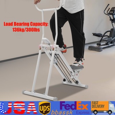 Foldaway Climber Stair Stepper w/ LCD Display & Adjustable Handrail for Home Gym