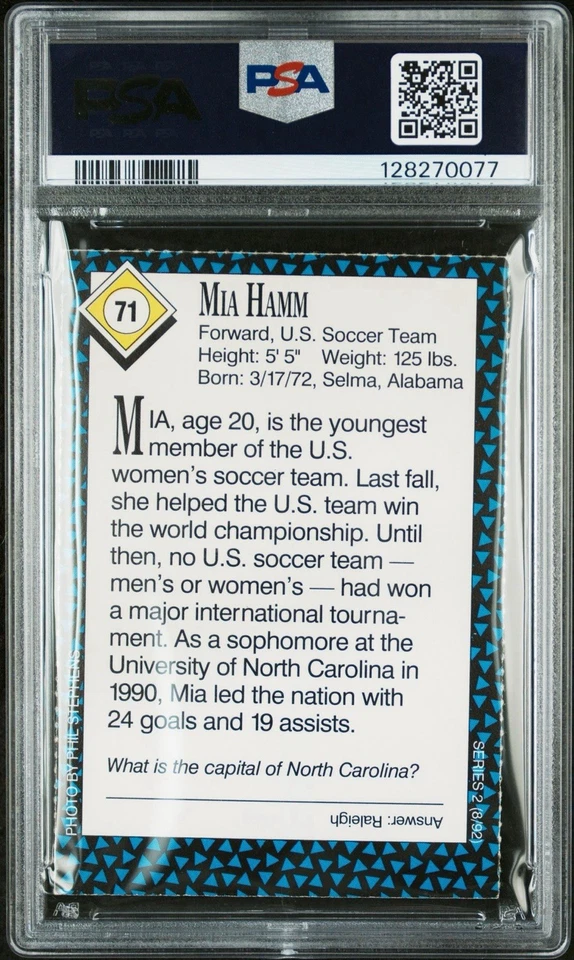 S.I. 1992 Para niños - Mia Hamm #71 Serie 2 (RC) PSA 7 Foto 2 de 2