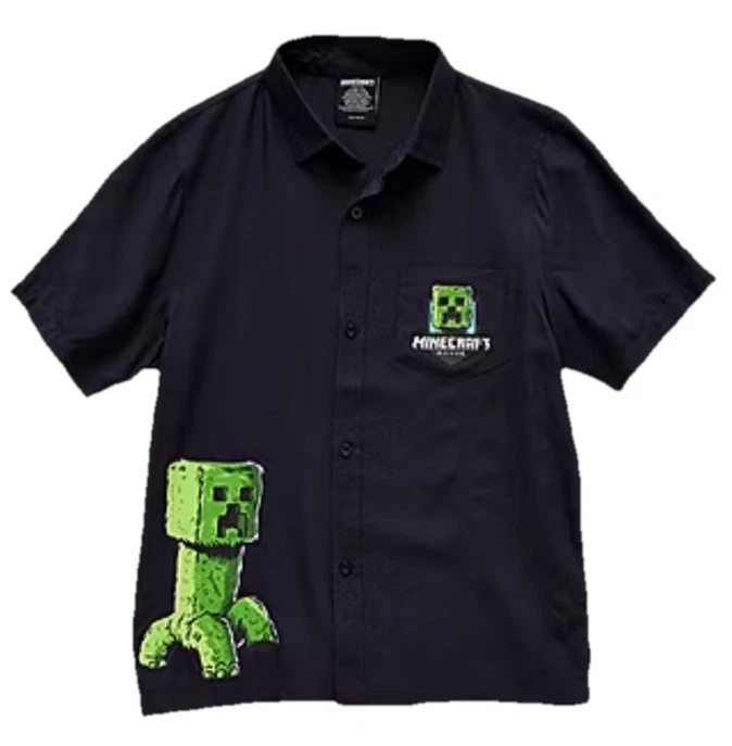 MINECRAFT Maglietta Ragazzi Bambini Creeper Manica Corta Nera Top Merchandise 8-9 Anni
