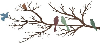 ESTART Wanddekoration mit Vögeln aus Metall, lebendige Vögel auf AST, S