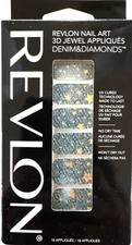 REVLON 3D Apliques Joya 18 Tiras DENIM Y DIAMANTES Azul+Amarillo 05 ESTRELLA TACHONADA