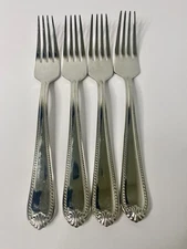 Lenox Lot 4 BEAD Dinner Fork Flatware Stainless 18/10 Glossy Plume Tip Set #4