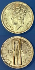 Southern Rhodesia 1937 3 Pence - George VI KM-9 Silver (.925) BUNC #BX11