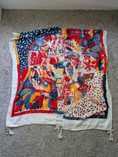 Vibrant Beach Cover Up Shawl Scarf Bold Design One Size Tassels Abstract Print